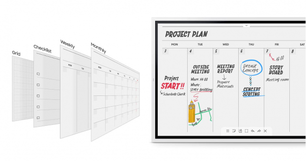 Mit integrierten Vorlagen für Kalender, Terminplaner, Notizen oder Checklisten für den Businessalltag.
